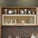 Ver imagem 3 de Lavanderia Modulada Balcão 3 Portas e 2 Armários Aéreos com 1 Porta Salvador Bege/Cinamomo/Off White