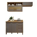 Ver imagem 2 de Lavanderia Modulada Balcão 3 Portas e 2 Armários Aéreos com 1 Porta Salvador Cinza/Cinamomo/Grafite