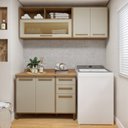 Ver imagem 1 de Lavanderia Modulada com 2 Armários Aéreos e Balcão 3 Portas Salvador Bege/Cinamomo/Off White
