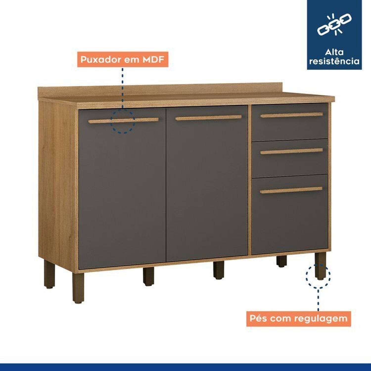 Lavanderia Modulada com 2 Armários Aéreos e Balcão 3 Portas Salvador - 15