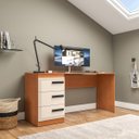 Ver imagem 1 de Mesa Escrivaninha Valência Home Office 3 Gavetas 163x77cm Creme/Freijó 250693