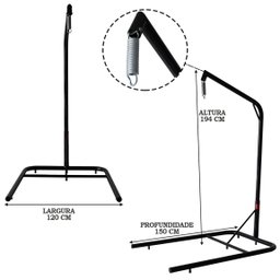 Suporte Para Balanço Suspenso Ninho com Mola e Mosquetão - Cor Preto - 4