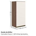 Ver imagem 3 de Armario Aereo 1 Porta MDF 40x90 cm Kali 119771 Carvalho Toq Off White Nicioli