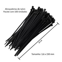 200 Abraçadeiras Fitas Lacres Nylon 3.6x150mm Cinta Plástica - 2