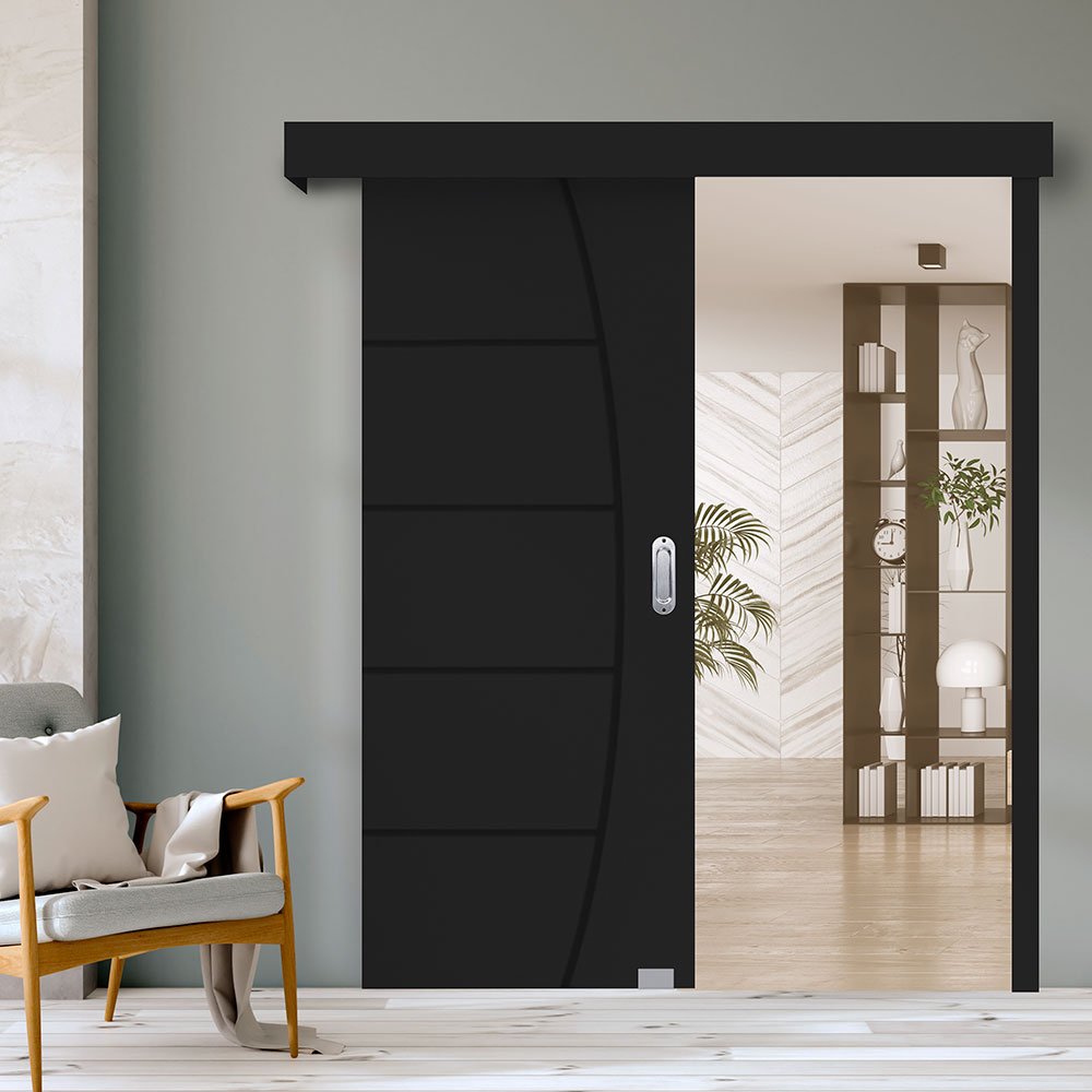 Porta de Correr Ecopratico Black 210x90 Frisada sem Fechadura Pontokit - 2