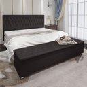 Ver imagem 3 de Conjunto Cabeceira Casal e Recamier Baú 1,95m Suede Marrom