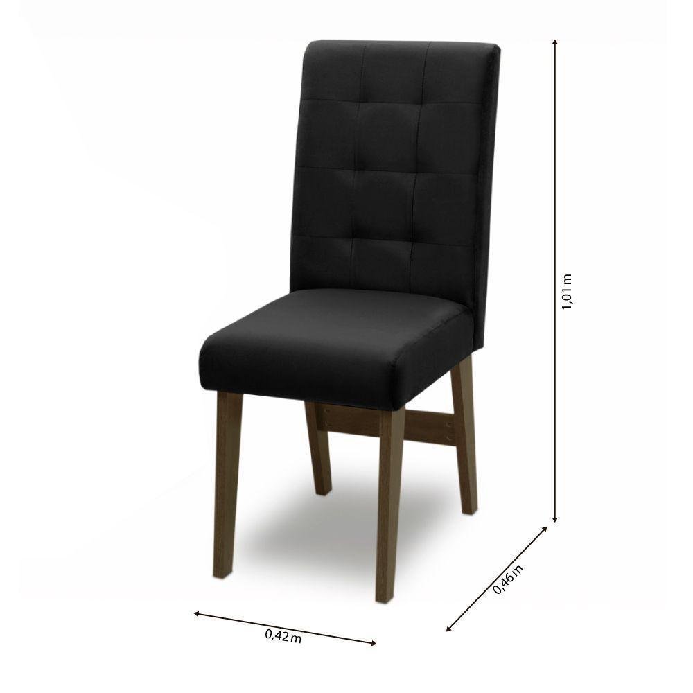 Kit 2 Cadeiras Estofadas Para Sala de Jantar MDF/MDP Dubai Castanho / Preto Tecido Veloplus: Castanh - 4