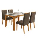 Ver imagem 1 de Conjunto Sala de Jantar Mesa Tampo em Vidro 1,20m Mel 4 Cadeiras Tati