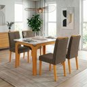 Ver imagem 2 de Conjunto Sala de Jantar Mesa Tampo em Vidro 1,20m Mel 4 Cadeiras Tati