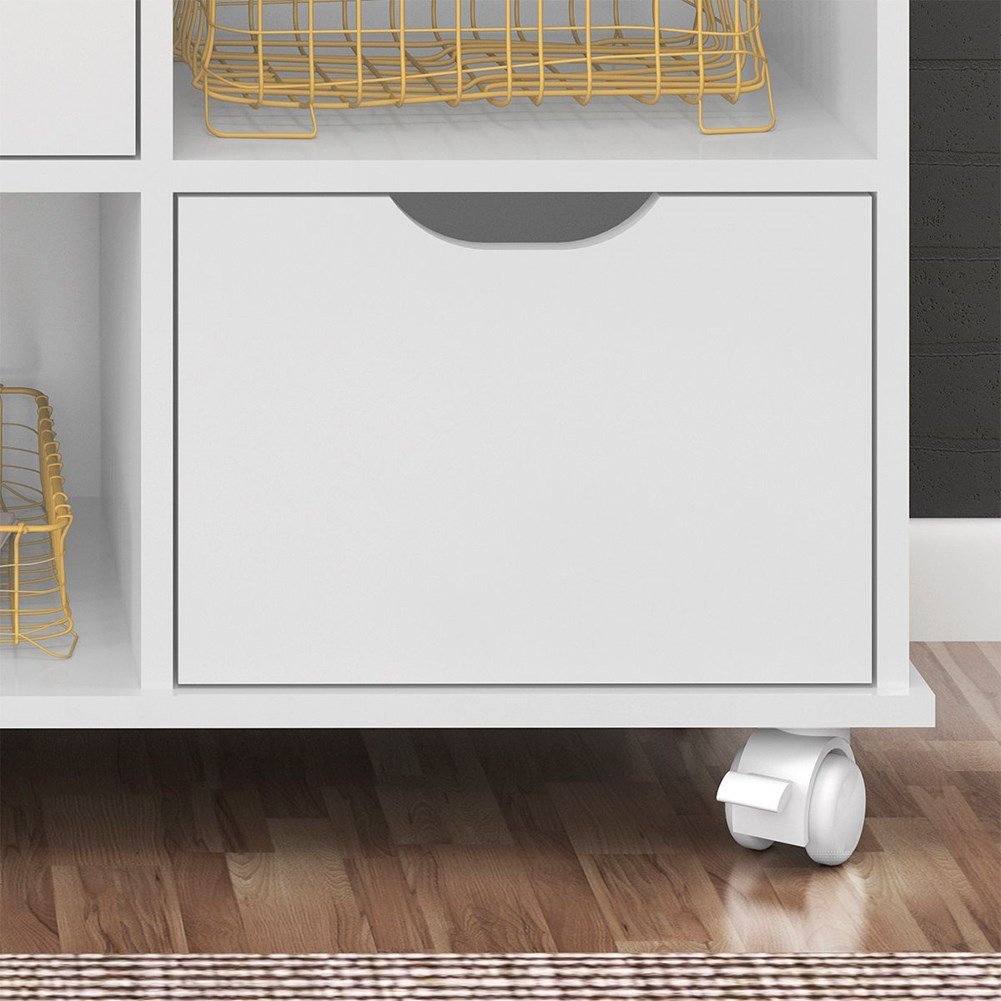 Nicho Organizador c/ 3 Gavetas com Rodízio Roterdã Q01 Branco/Branco - Amarena Móveis - 5