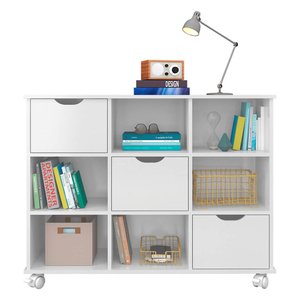 Nicho Organizador c/ 3 Gavetas com Rodízio Roterdã Q01 Branco/Branco - Amarena Móveis