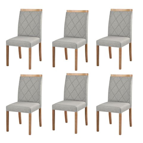 Kit 6 Cadeiras Decorativas Sala de Jantar Luxo Anita Facto Prata - Mozzelar