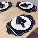 Ver imagem 2 de Kit 12 Pçs 6 Lugares Mesa Posta Sousplat Realeza: Azul Marinho