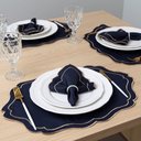 Ver imagem 3 de Kit 12 Pçs 6 Lugares Mesa Posta Sousplat Realeza: Azul Marinho