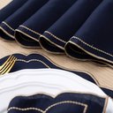 Ver imagem 6 de Kit 12 Pçs 6 Lugares Mesa Posta Sousplat Realeza: Azul Marinho