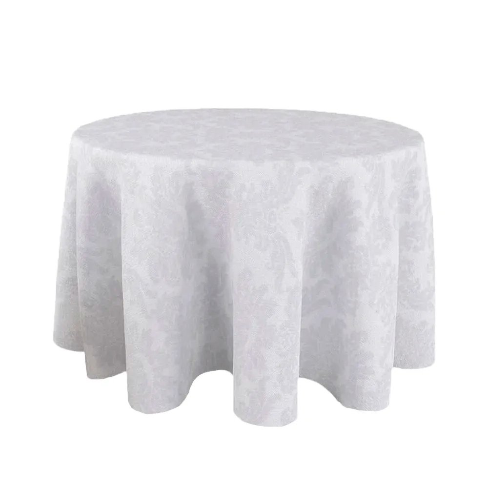 Toalha de Mesa Redonda em Jacquard Medalhão Branco - 2,80m Sua Casa Decor - 1