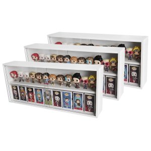 Expositor Funko Pop Mdf, Branco, 2 Vãos, Portas em Vidro, Kit 3 Unidades - Dom Móveis