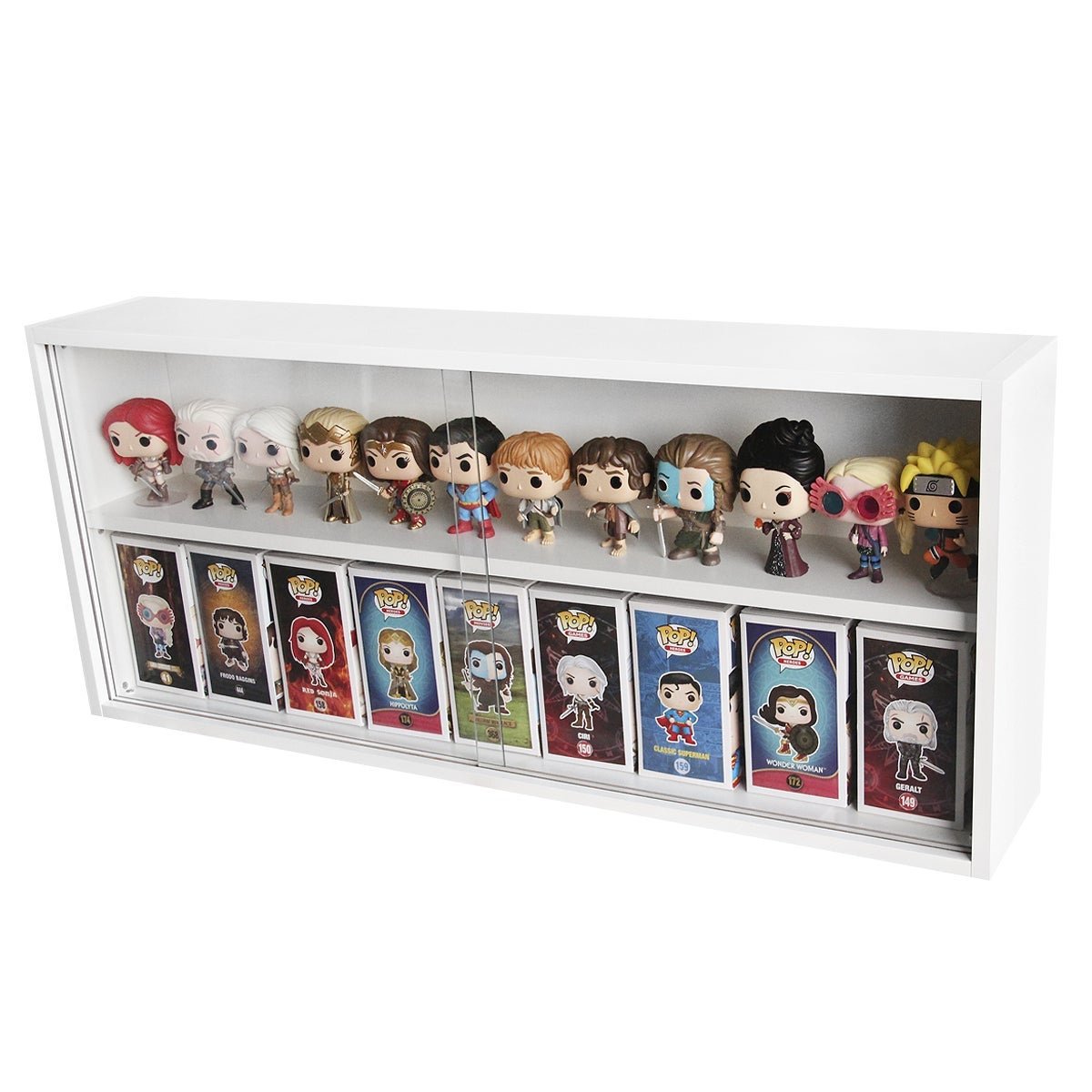 Expositor Funko Pop MDF, Branco, 2 Vãos, Portas em Vidro, Kit 3 Unidades - Dom Móveis - 3