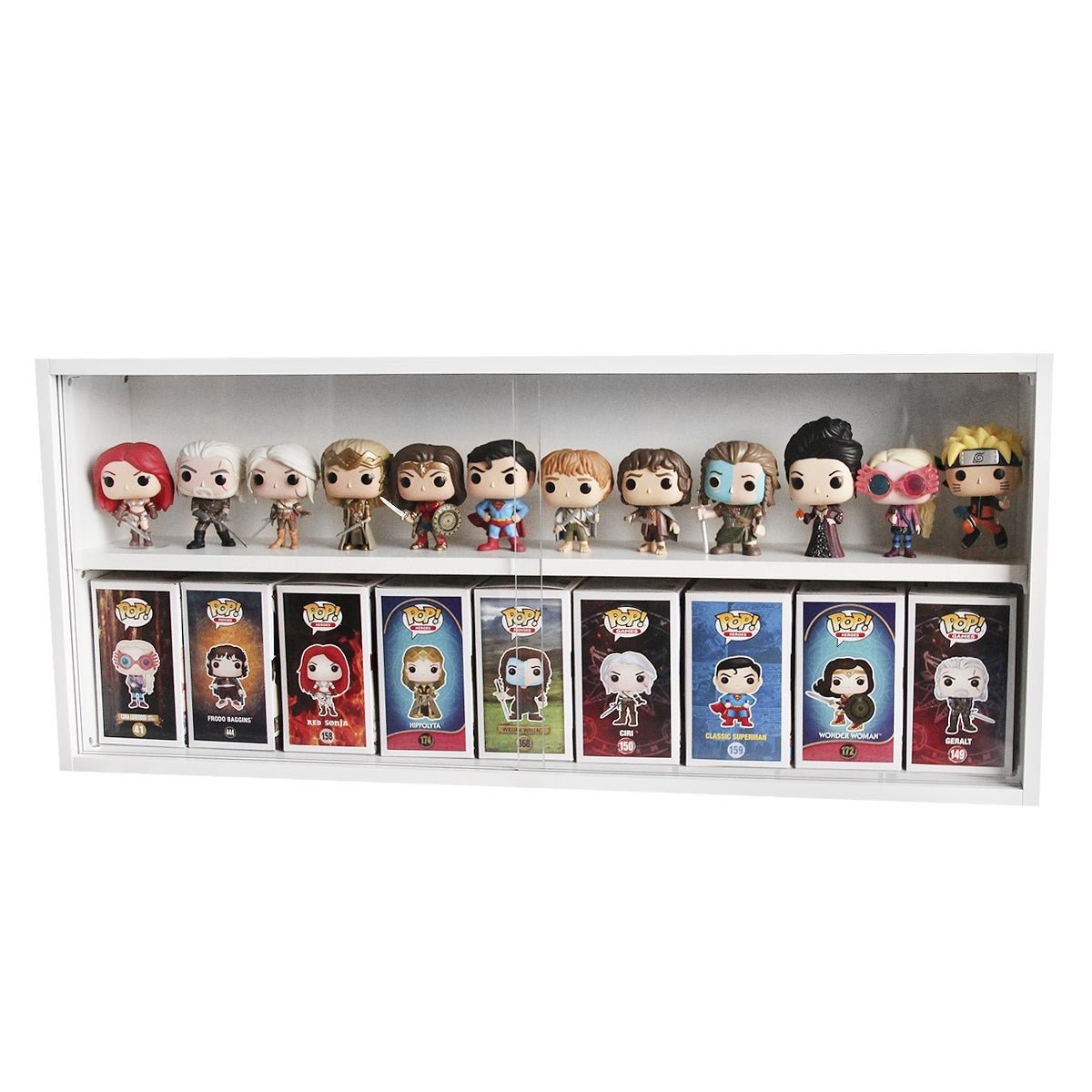 Expositor Funko Pop MDF, Branco, 2 Vãos, Portas em Vidro, Kit 3 Unidades - Dom Móveis - 2