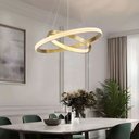 Ver imagem 2 de Pendente 2 Anéis Dourado Cristais 60cm Led 45w 3000k Bivolt 14560-pl
