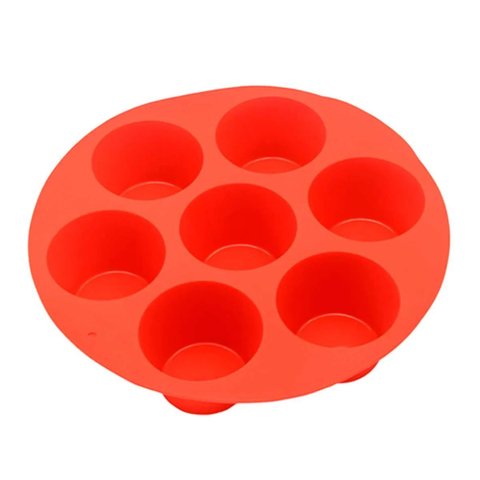 Forma de Silicone para Cupcake e Muffin 7 Cavidades Antiaderente Prática - Livon:Vermelho