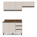 Ver imagem 3 de Cozinha Koya 3 Peças 200x214cm Armários Aéreos e Balcão 2 Portas com Tampo Creme 250039