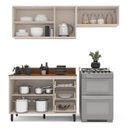 Ver imagem 4 de Cozinha Koya 3 Peças 200x214cm Armários Aéreos e Balcão 2 Portas com Tampo Creme 250039