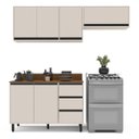 Ver imagem 2 de Cozinha Koya 3 Peças 200x214cm Armários Aéreos e Balcão 2 Portas com Tampo Creme 250039
