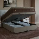 Ver imagem 1 de Cama Box Baú Queen + Colchão Comfort Class Pillow Top Marrom/suede Bege