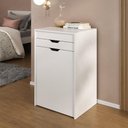 Ver imagem 4 de Penteadeira 54cm com Espelho 1 Gaveta 1 Porta Basculante e Puff Multimóveis Cr35251 Branco/rosa