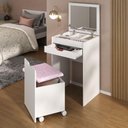 Ver imagem 6 de Penteadeira 54cm com Espelho 1 Gaveta 1 Porta Basculante e Puff Multimóveis Cr35251 Branco/rosa