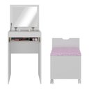 Ver imagem 3 de Penteadeira 54cm com Espelho 1 Gaveta 1 Porta Basculante e Puff Multimóveis Cr35251 Branco/rosa