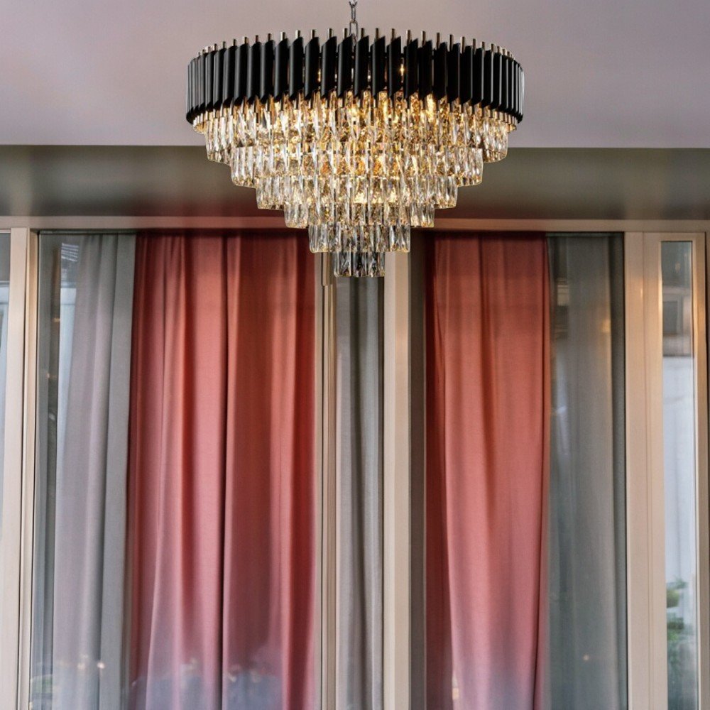 Lustre Clássico Tunísia em Metal e Cristal para Sala de Jantar e Ambientes Modernos - 50x80cm - 2