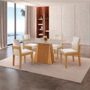Ver imagem 6 de Conjunto de Jantar Mesa Áustria 120x80cm MDF/Vidro 4 Cadeiras Mônaco Estofadas Castanho Cinamomo/Off White Yescasa Marrom/Creme
