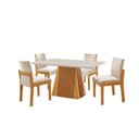 Ver imagem 2 de Conjunto de Jantar Mesa Áustria 120x80cm MDF/Vidro 4 Cadeiras Mônaco Estofadas Castanho Cinamomo/Off White Yescasa Marrom/Creme