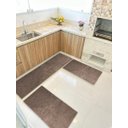 Ver imagem 1 de Kit Cozinha 3 Pçs Classic Tapete Passadeira Shaggy Antider. Marrom