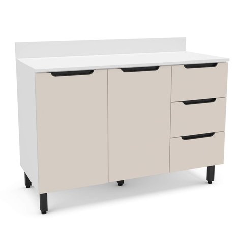 Armário Balcão de Cozinha 120cm com 2 Portas e 3 Gavetas 250012 Meena Politorno Moveis