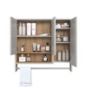 Ver imagem 5 de Armário Espelheira para Banheiro Olívia com 3 Portas, Um Nicho e Toalheiro