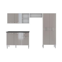 Armário de Cozinha Modulada Compacta com Balcão Xangai Multimóveis Branco/lacca Fumê - 5