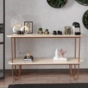 Ver imagem 2 de Aparador Requinte Pés de Aço Tubular 160 cm Off White/Cobre