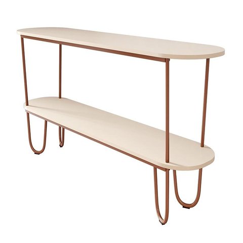 Aparador Requinte Pés de Aço Tubular 160 cm Off White/Cobre