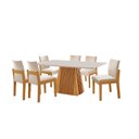 Ver imagem 2 de Conjunto de Jantar Mesa Áustria 160cm x 80cm Tampo MDF/Vidro com 6 Cadeiras Mônaco Yescasa Marrom/Castanho Cinamomo/Creme/Off White