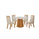 Ver imagem 2 de Conjunto de Jantar Mesa Áustria 0,90x0,90 Tampo MDF/Vidro com 4 Cadeiras Catar Yescasa Marrom/Castanho/Creme/Off White