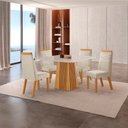 Ver imagem 1 de Conjunto de Jantar Mesa Áustria 0,90x0,90 Tampo MDF/Vidro com 4 Cadeiras Catar Yescasa Marrom/Castanho/Creme/Off White