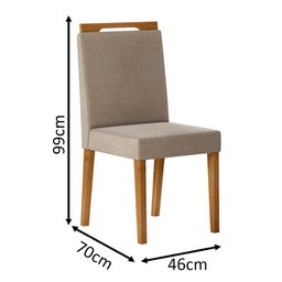 Kit 8 Cadeiras de Jantar Alana N04 Linho Areia/Ipê - Mpozenato - 4