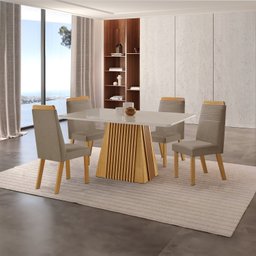 Conjunto de Jantar Mesa Áustria 120cmx80cm Tampo Mdf/vidro com 4 Cadeiras Catar Yescasa - 1