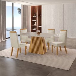 Conjunto de Jantar Mesa Áustria 120cmx80cm Tampo Mdf/vidro com 4 Cadeiras Catar Yescasa - 1