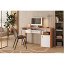 Ver imagem 5 de Escrivaninha Mesa Escritório Versa Home 1 Porta 140cm Branco E Freijó