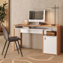 Ver imagem 1 de Escrivaninha Mesa Escritório Versa Home 1 Porta 140cm Branco e Freijó