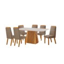Ver imagem 2 de Conjunto de Jantar Mesa Áustria 160CMX80CM Tampo MDF/Vidro com 6 Cadeiras Catar Yescasa Marrom/Castanho Cinamomo/Capuccino/Off White